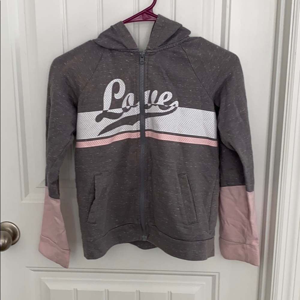 Gray and pink hoodie